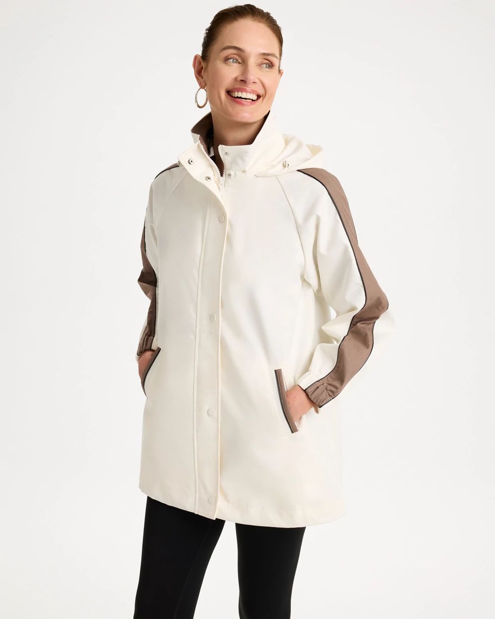 Zenergy® Faux Leather Detail Rain Jacket | Chico's